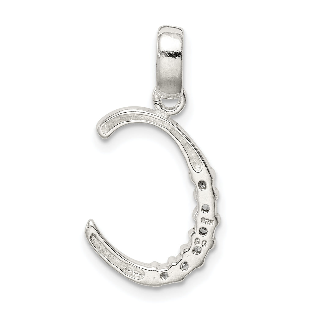 Sterling Silver CZ Initial C Pendant with Anti-Tarnish Elegance
