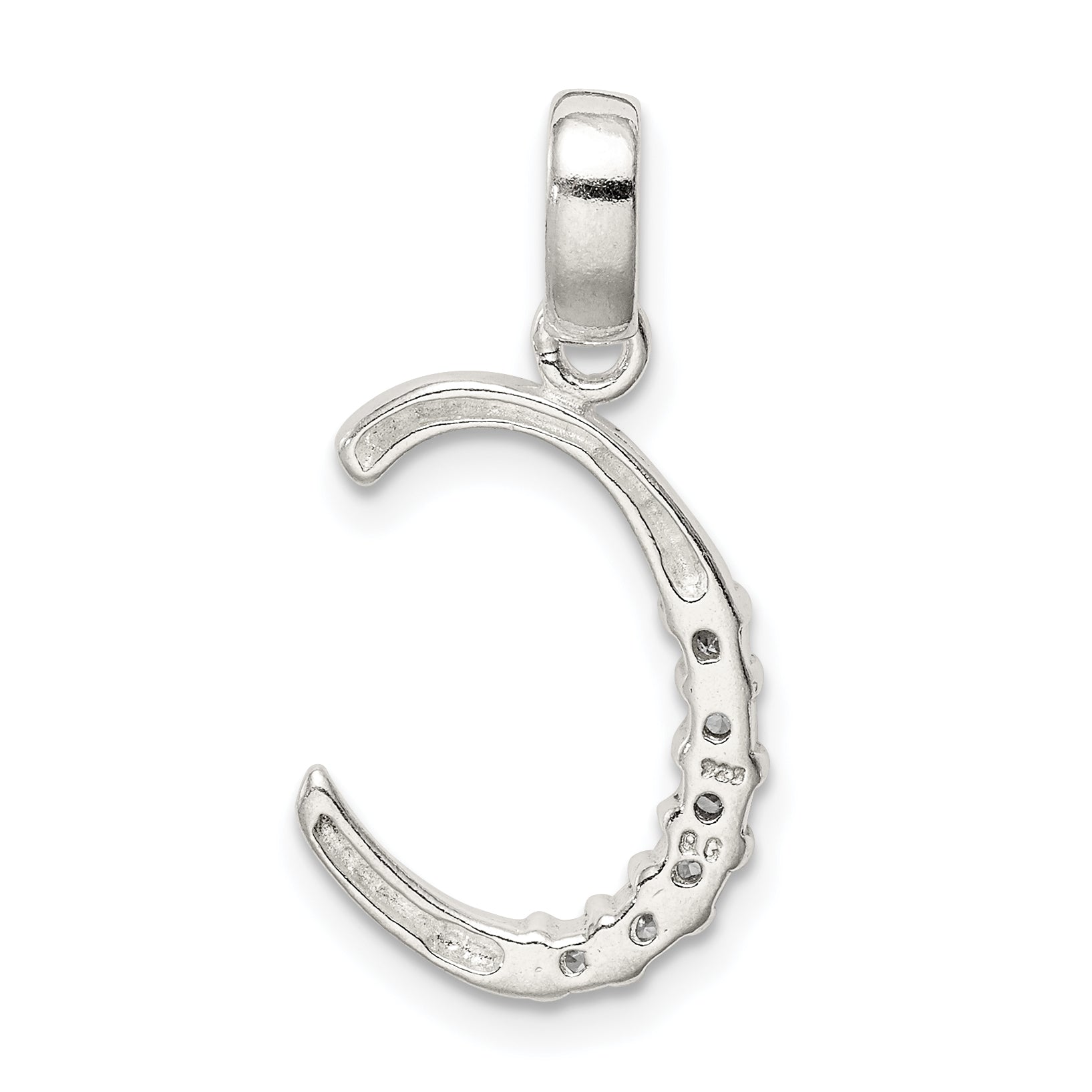 Sterling Silver CZ Initial C Pendant with Anti-Tarnish Elegance