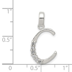 Sterling Silver CZ Initial C Pendant with Anti-Tarnish Elegance