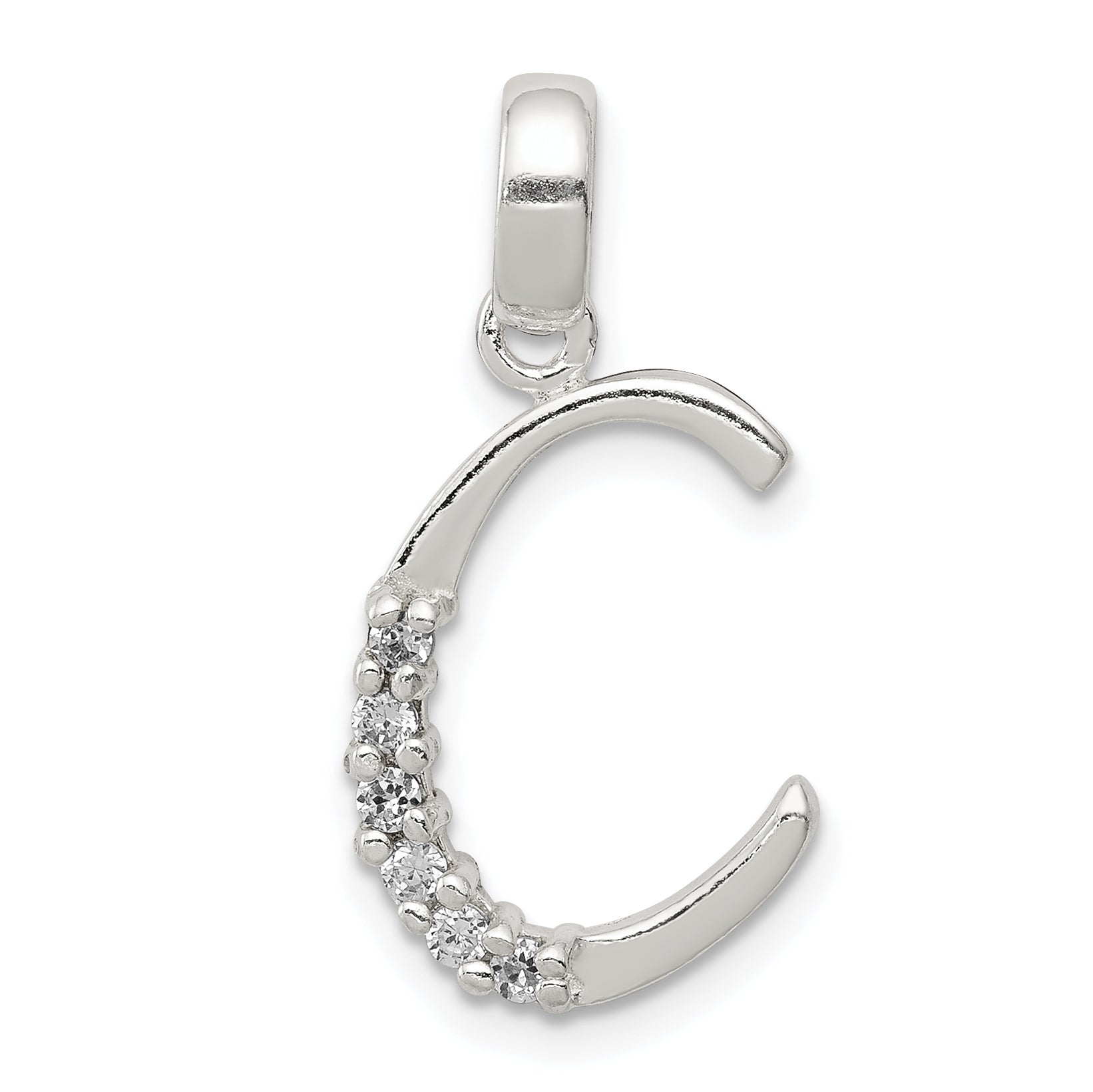 Sterling Silver CZ Letter C Initial Pendant Main image