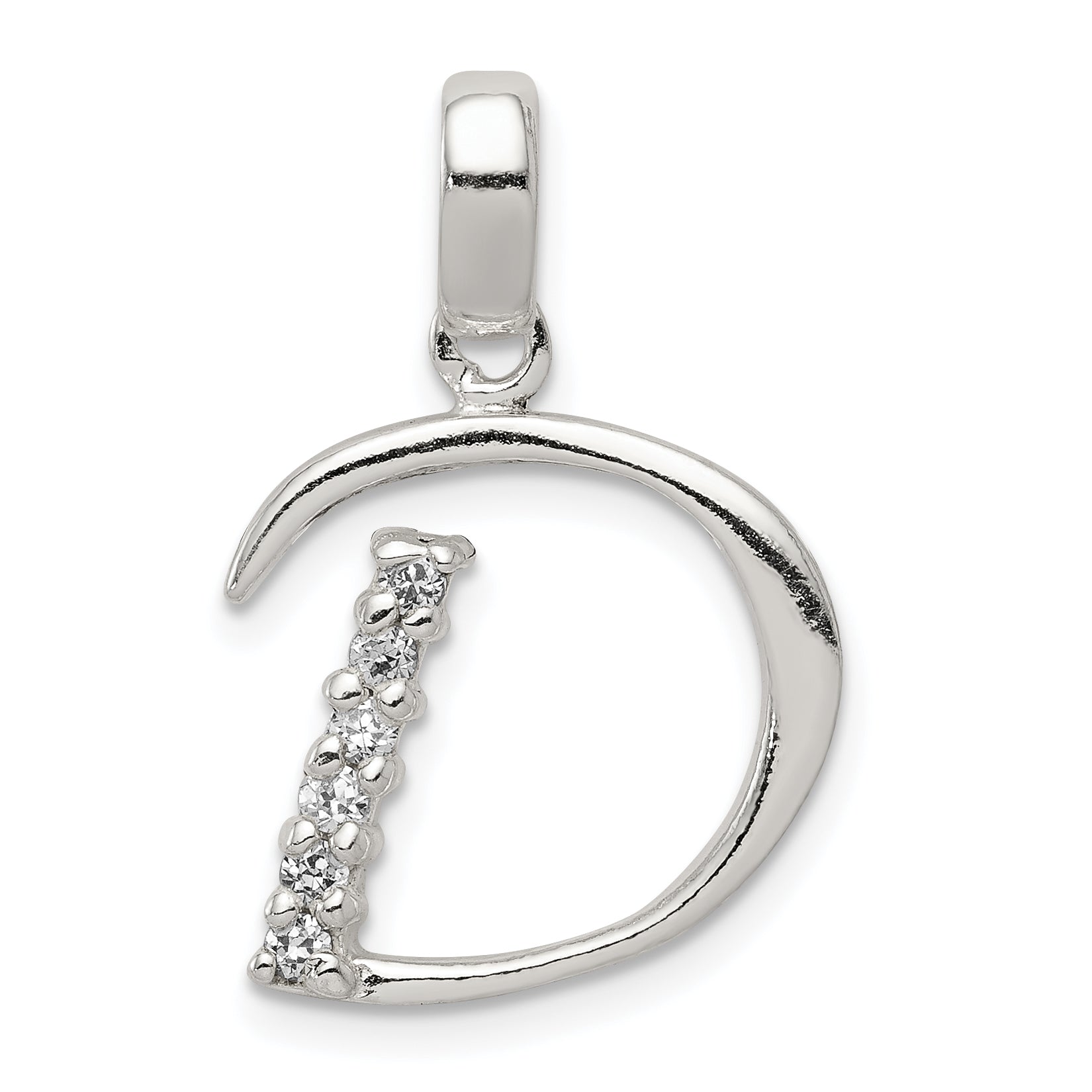 Sterling Silver CZ Letter D Initial Pendant Main image