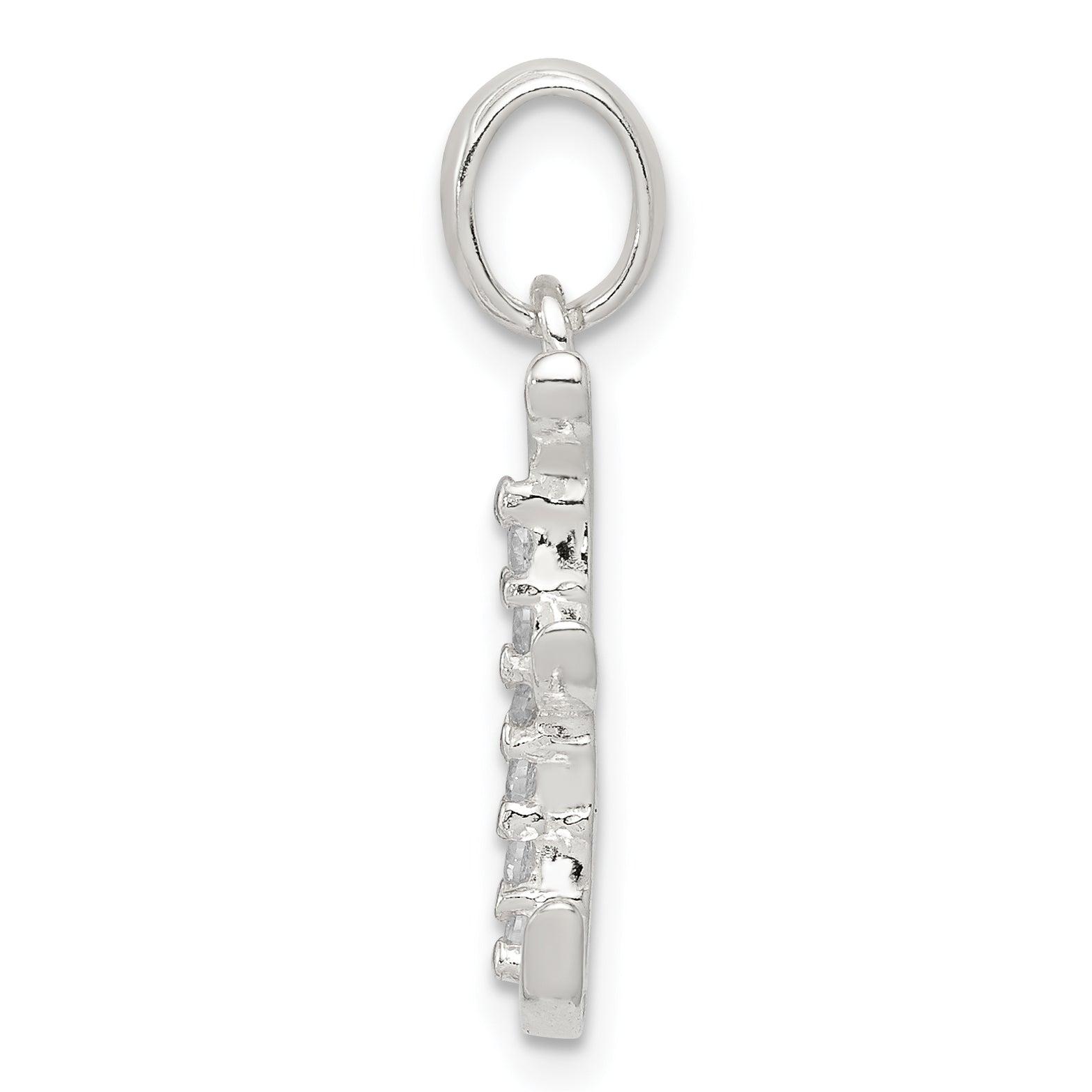 Sterling Silver CZ Initial E Pendant with Anti-Tarnish Finish Secondary image