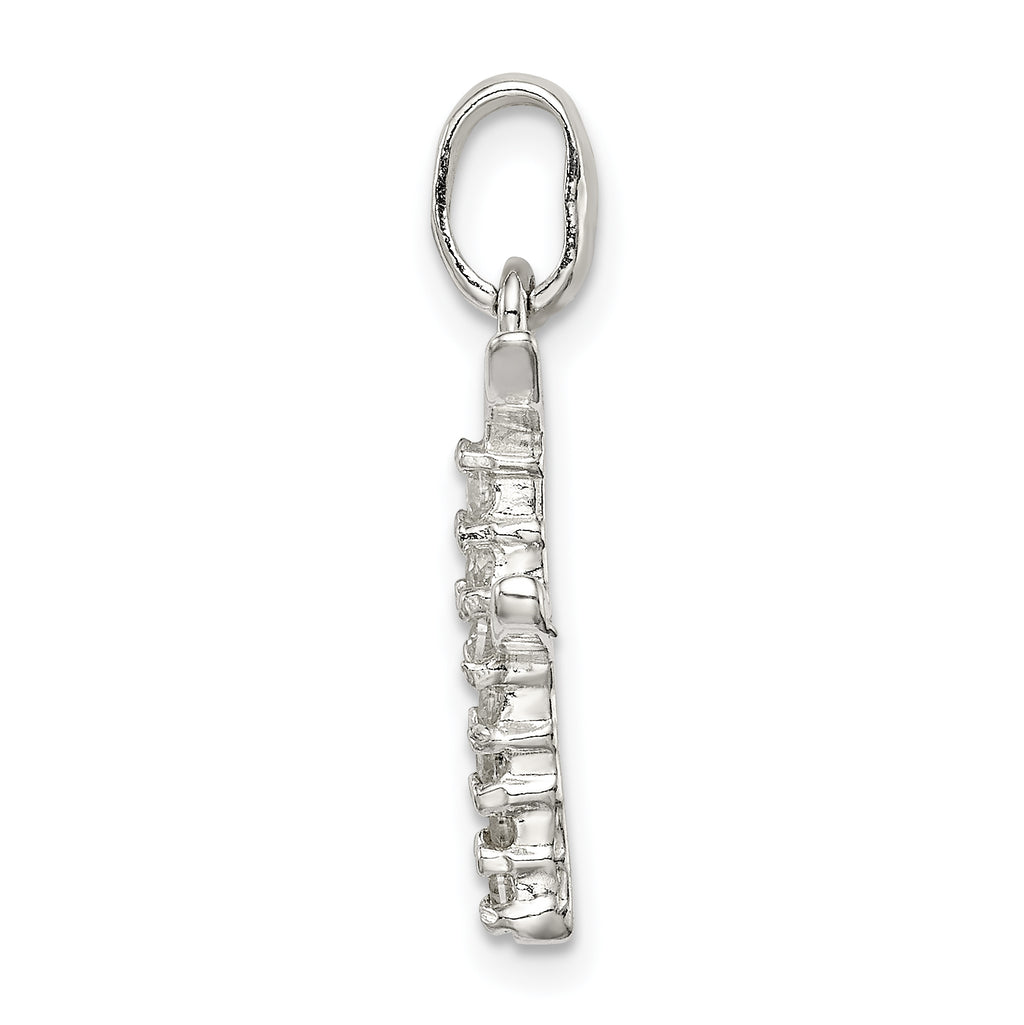 Sophia Jewelers Sterling Silver CZ Initial Pendant F with Anti-Tarnish Finish