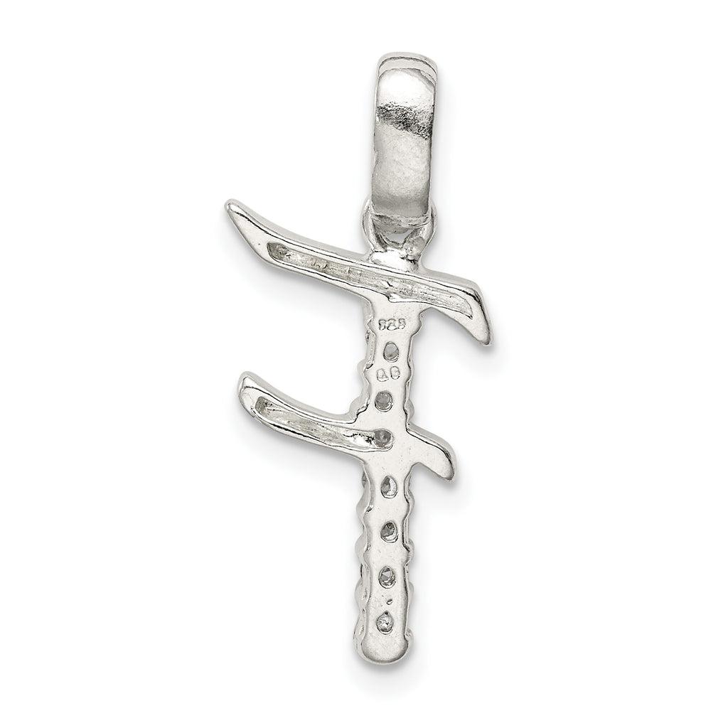 Sophia Jewelers Sterling Silver CZ Initial Pendant F with Anti-Tarnish Finish