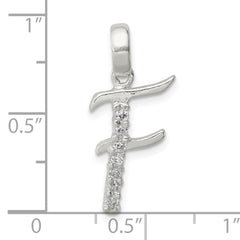 Sophia Jewelers Sterling Silver CZ Initial Pendant F with Anti-Tarnish Finish