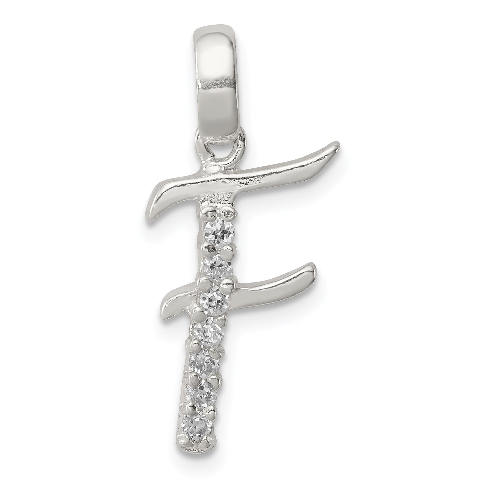 Sterling Silver CZ Letter F Initial Pendant Main image