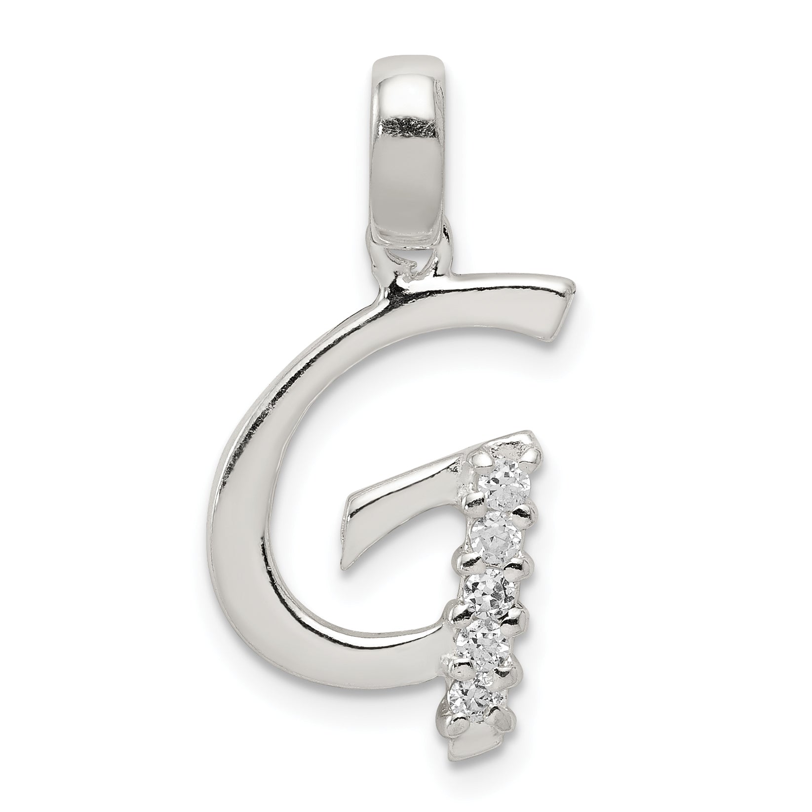 Sterling Silver CZ Letter G Initial Pendant Main image