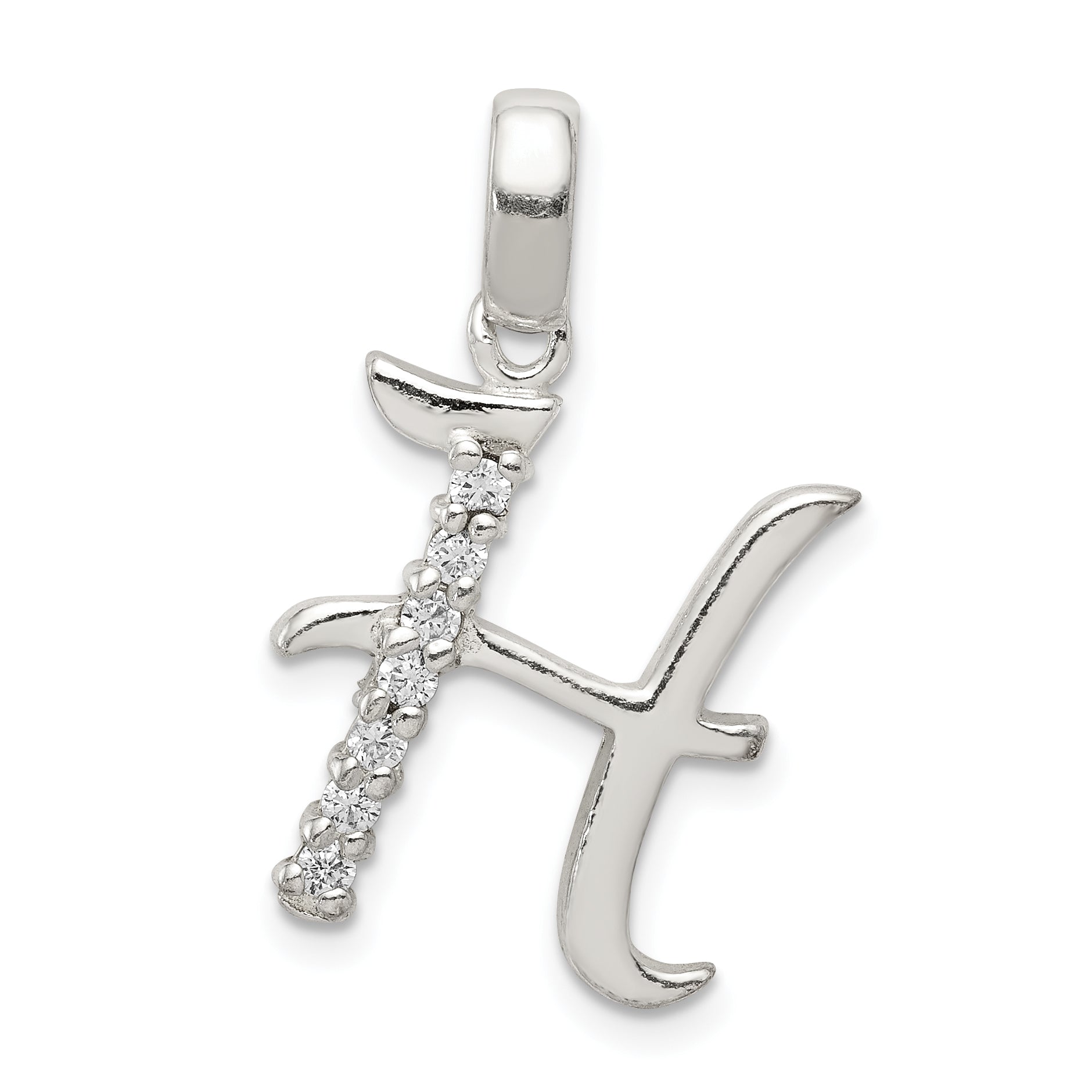 Sterling Silver CZ Letter H Initial Pendant Main image