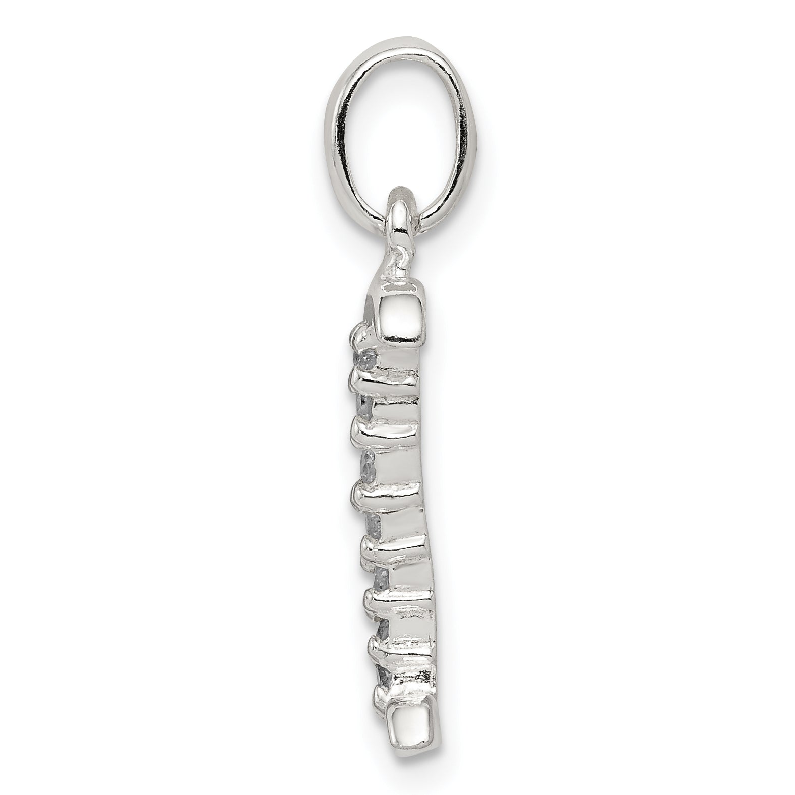 Sterling Silver CZ Initial I Pendant Anti-Tarnish Elegant Design Secondary image