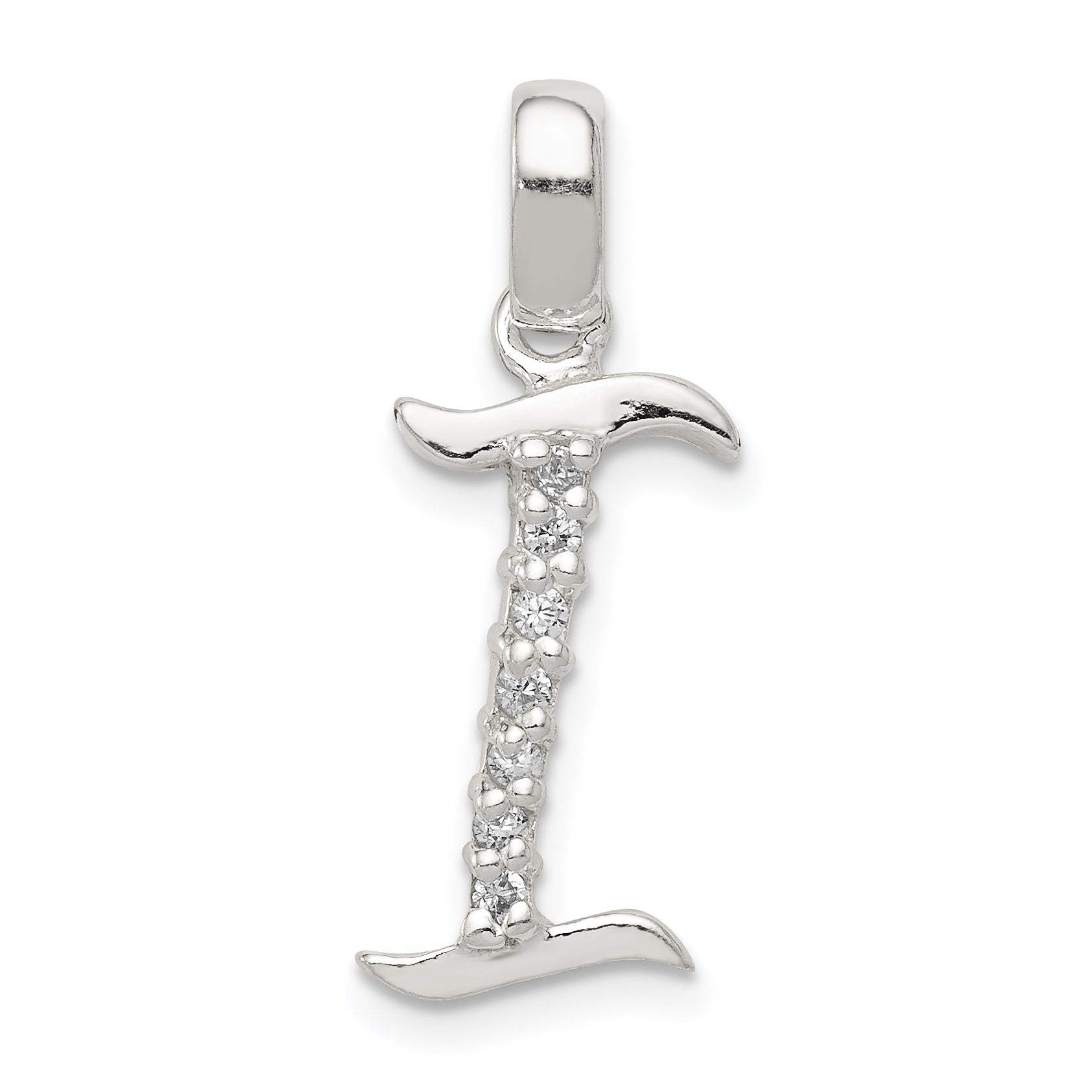 Sterling Silver CZ Letter I Initial Pendant Main image