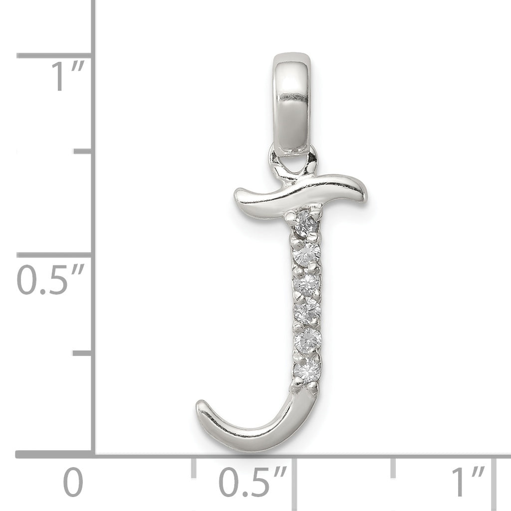 Sophia Jewelers Sterling Silver CZ J Initial Pendant Anti-Tarnish Elegant Design