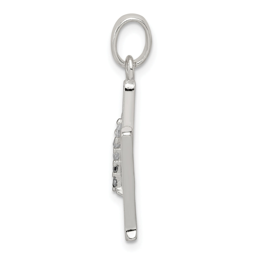 Sterling Silver 925 CZ Initial M Pendant with Anti-Tarnish Finish