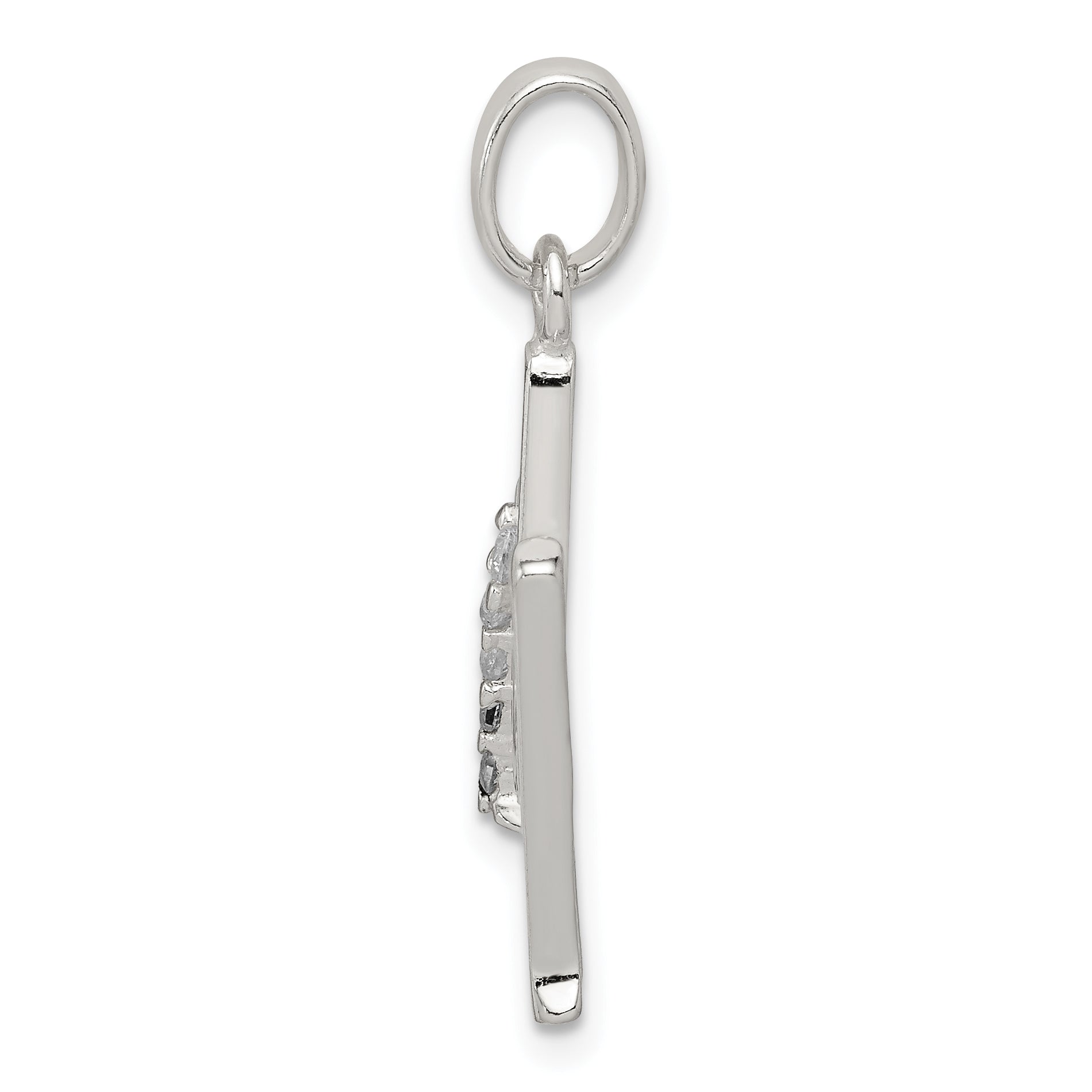 Sterling Silver 925 CZ Initial M Pendant with Anti-Tarnish Finish