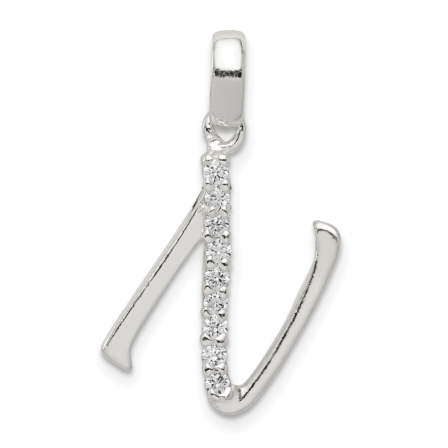 Sterling Silver CZ Letter N Initial Pendant Main image