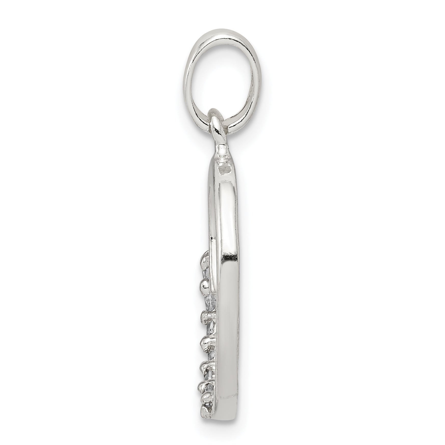 925 Sterling Silver 'O' Initial Pendant with Clear CZ and Anti-Tarnish Finish Secondary image