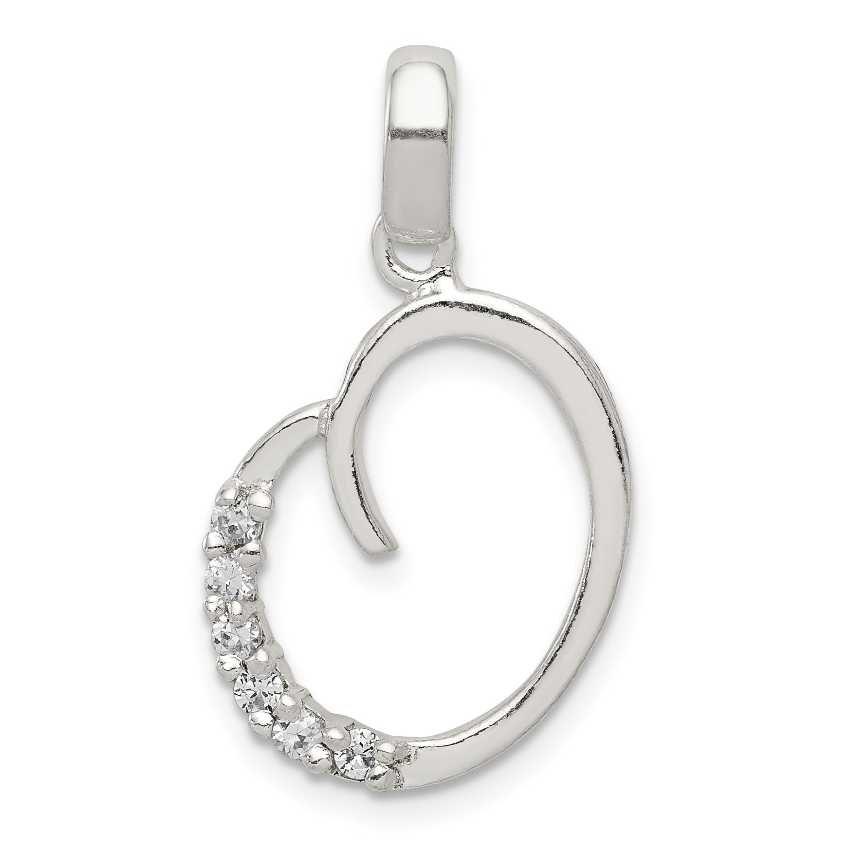 Sterling Silver CZ Letter O Initial Pendant Main image