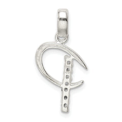 Sophia Jewelers Sterling Silver CZ P Initial Pendant with Anti-Tarnish Finish