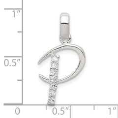 Sophia Jewelers Sterling Silver CZ P Initial Pendant with Anti-Tarnish Finish
