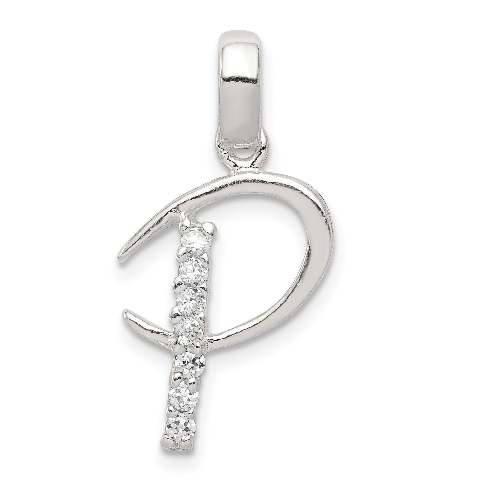 Sterling Silver CZ Letter P Initial Pendant Main image