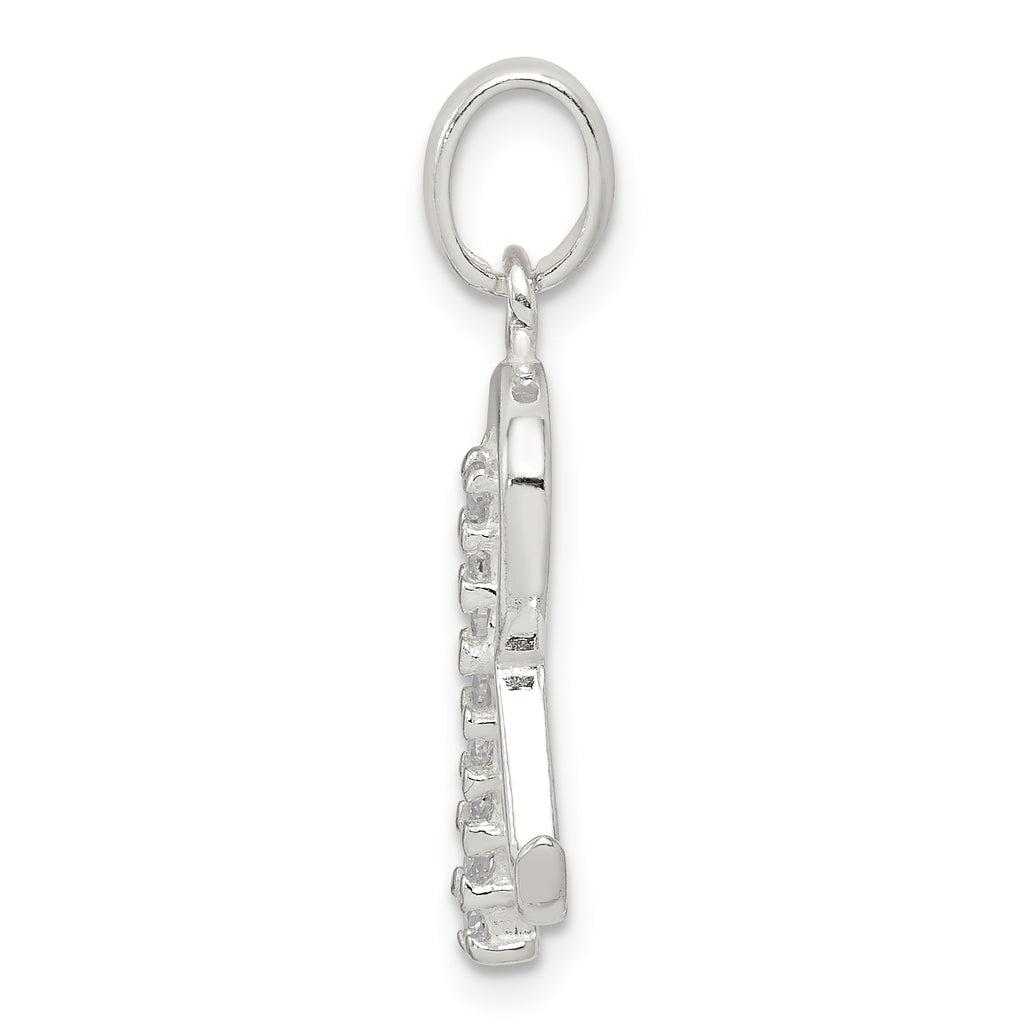 Sterling Silver 925 Initial R Pendant with CZ Anti-tarnish Shine