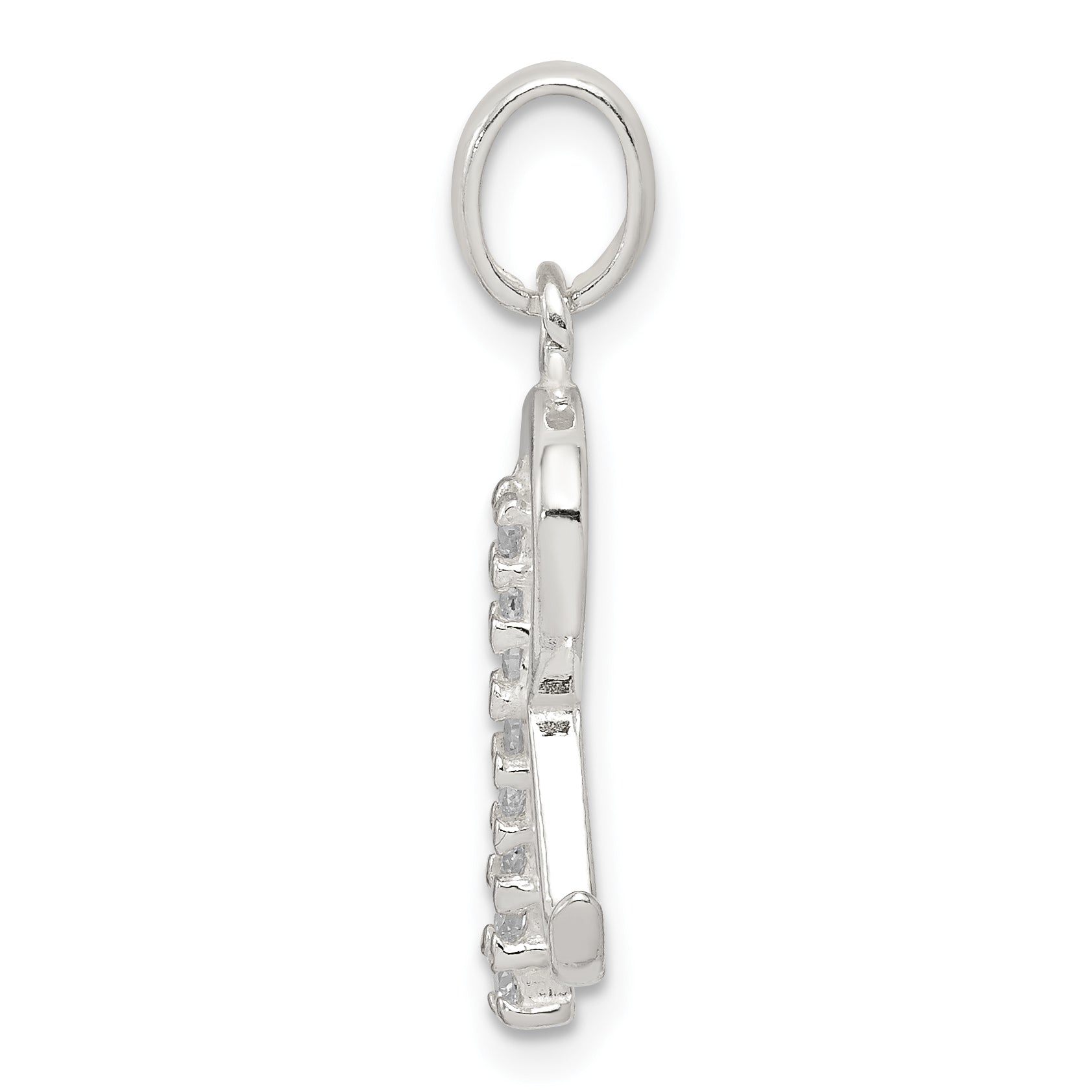 Sterling Silver 925 Initial R Pendant with CZ Anti-tarnish Shine