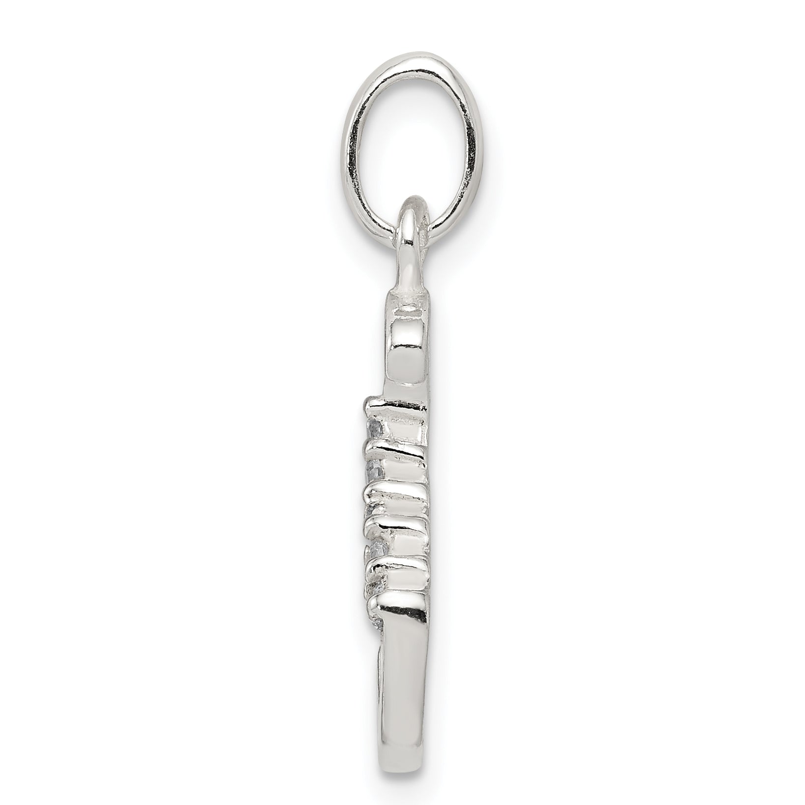 Sterling Silver 925 CZ Initial S Pendant with Anti-Tarnish Coating Secondary image