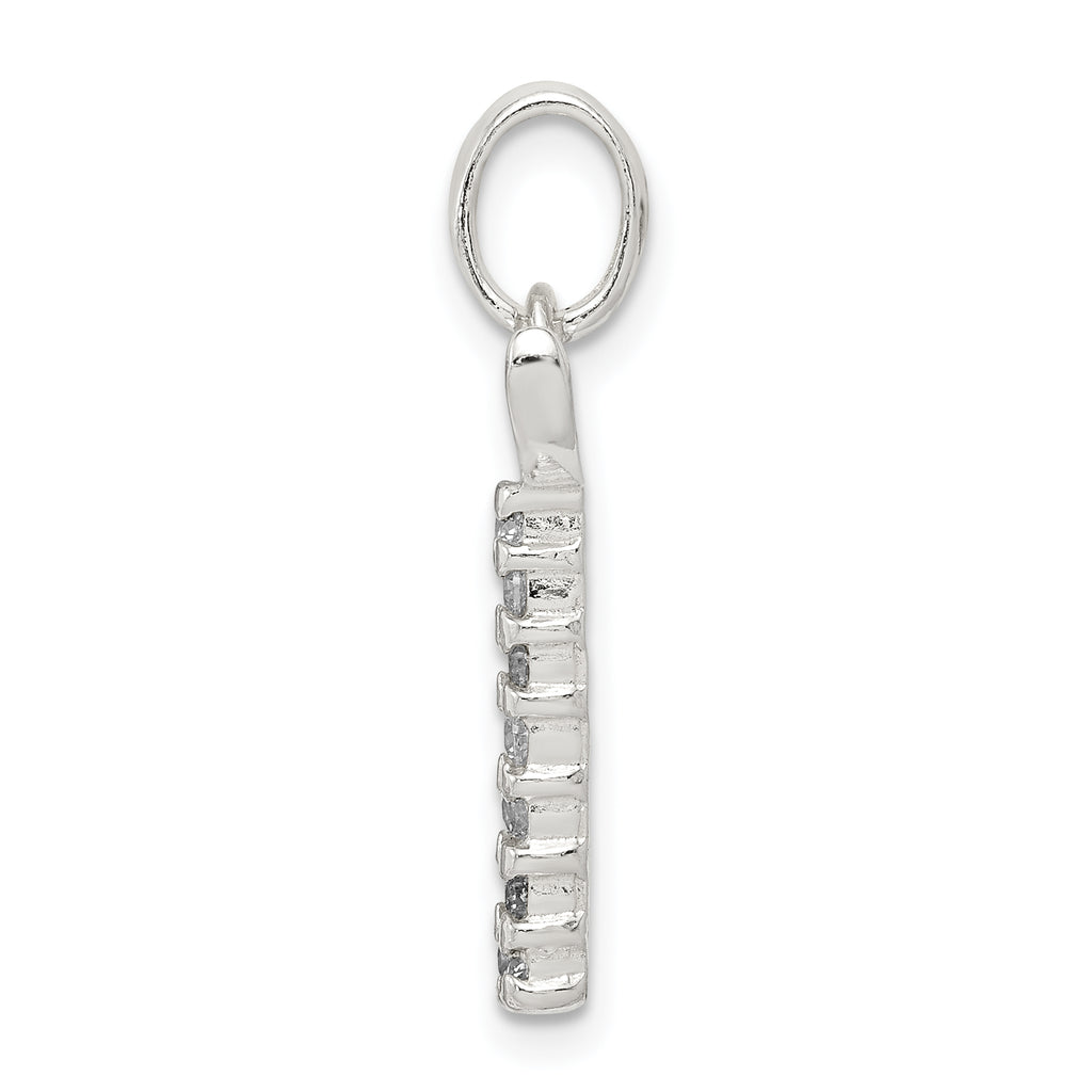 Sterling Silver 925 CZ Initial T Pendant with Anti-Tarnish Coating