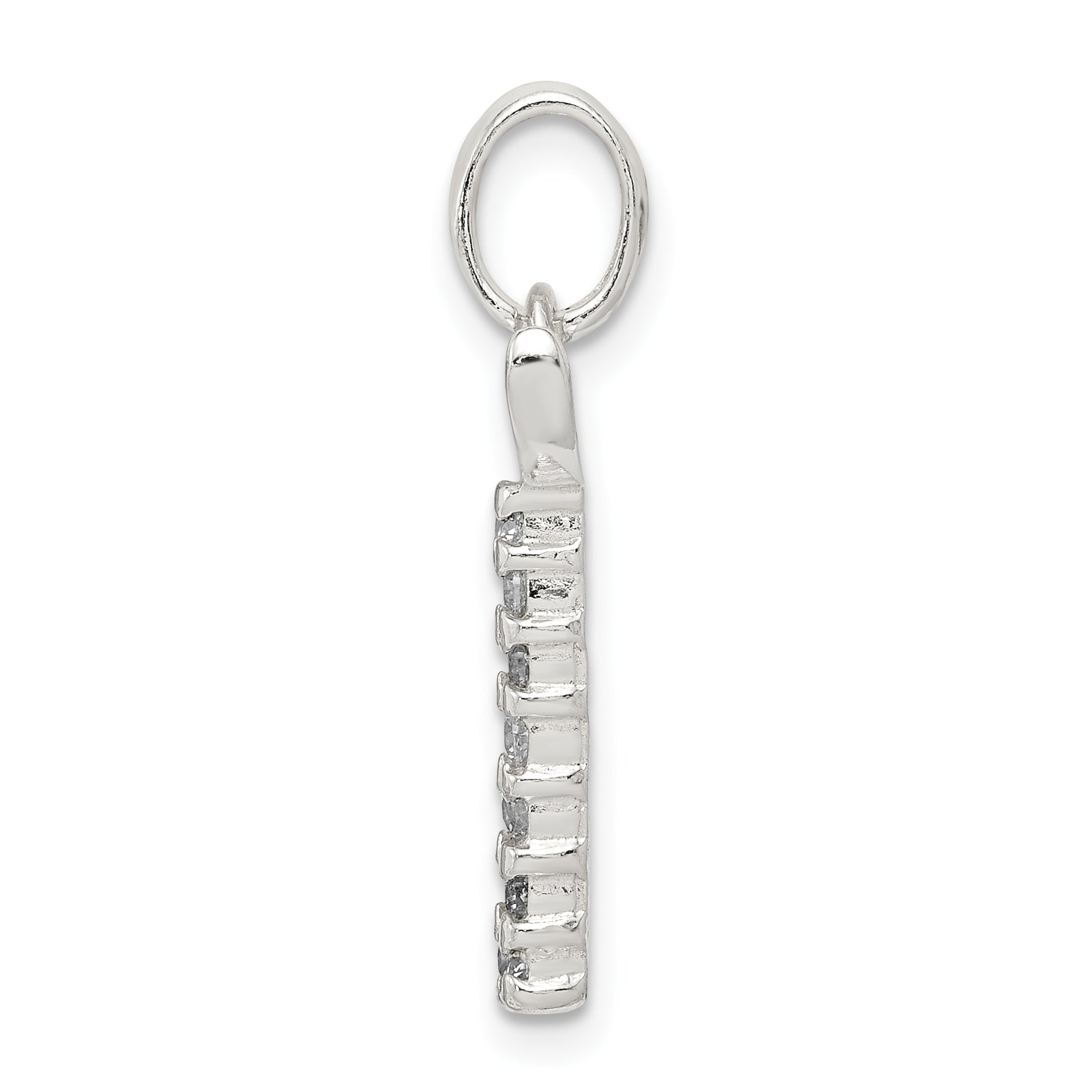 Sterling Silver 925 CZ Initial T Pendant with Anti-Tarnish Coating
