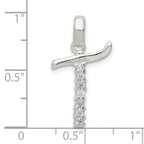 Sterling Silver 925 CZ Initial T Pendant with Anti-Tarnish Coating