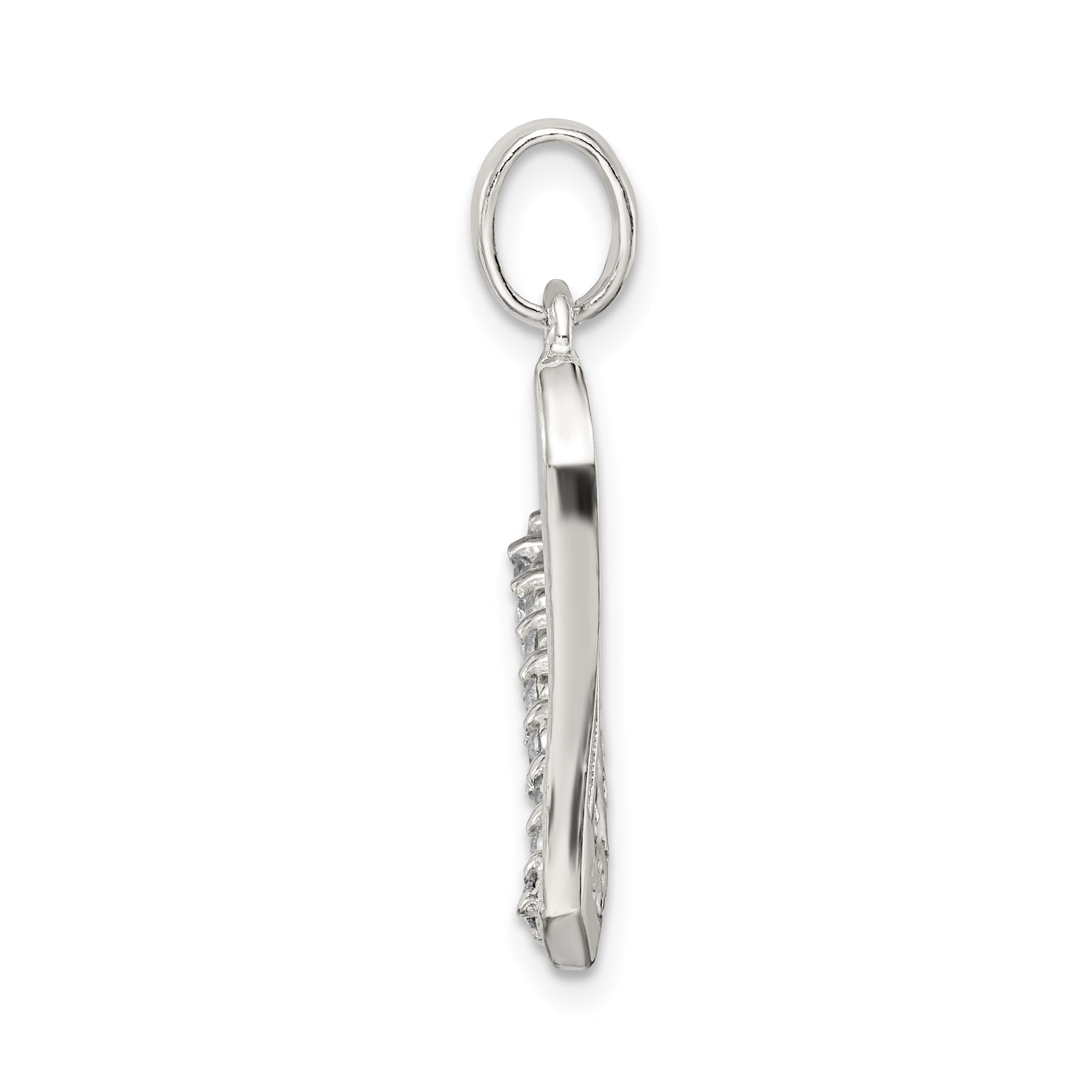 Sterling Silver CZ Initial V Pendant with Anti-Tarnish Coating Secondary image