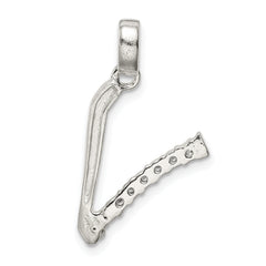 Sterling Silver CZ Initial V Pendant with Anti-Tarnish Coating