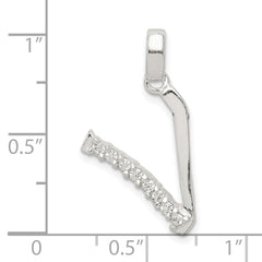 Sterling Silver CZ Initial V Pendant with Anti-Tarnish Coating