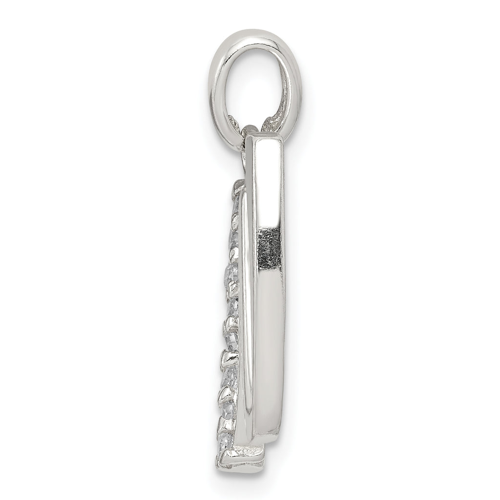 Sophia Jewelers Sterling Silver CZ Initial W Pendant with Clear Sparkle