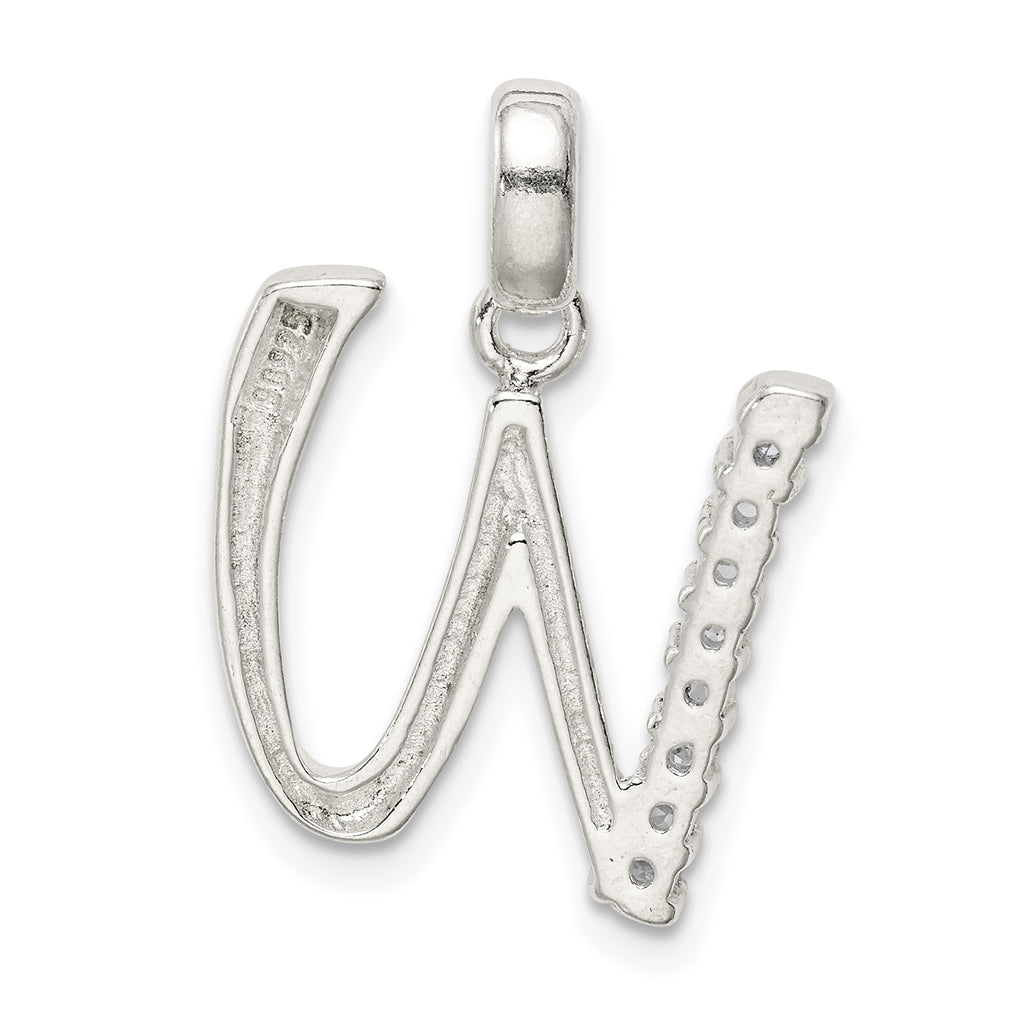 Sophia Jewelers Sterling Silver CZ Initial W Pendant with Clear Sparkle