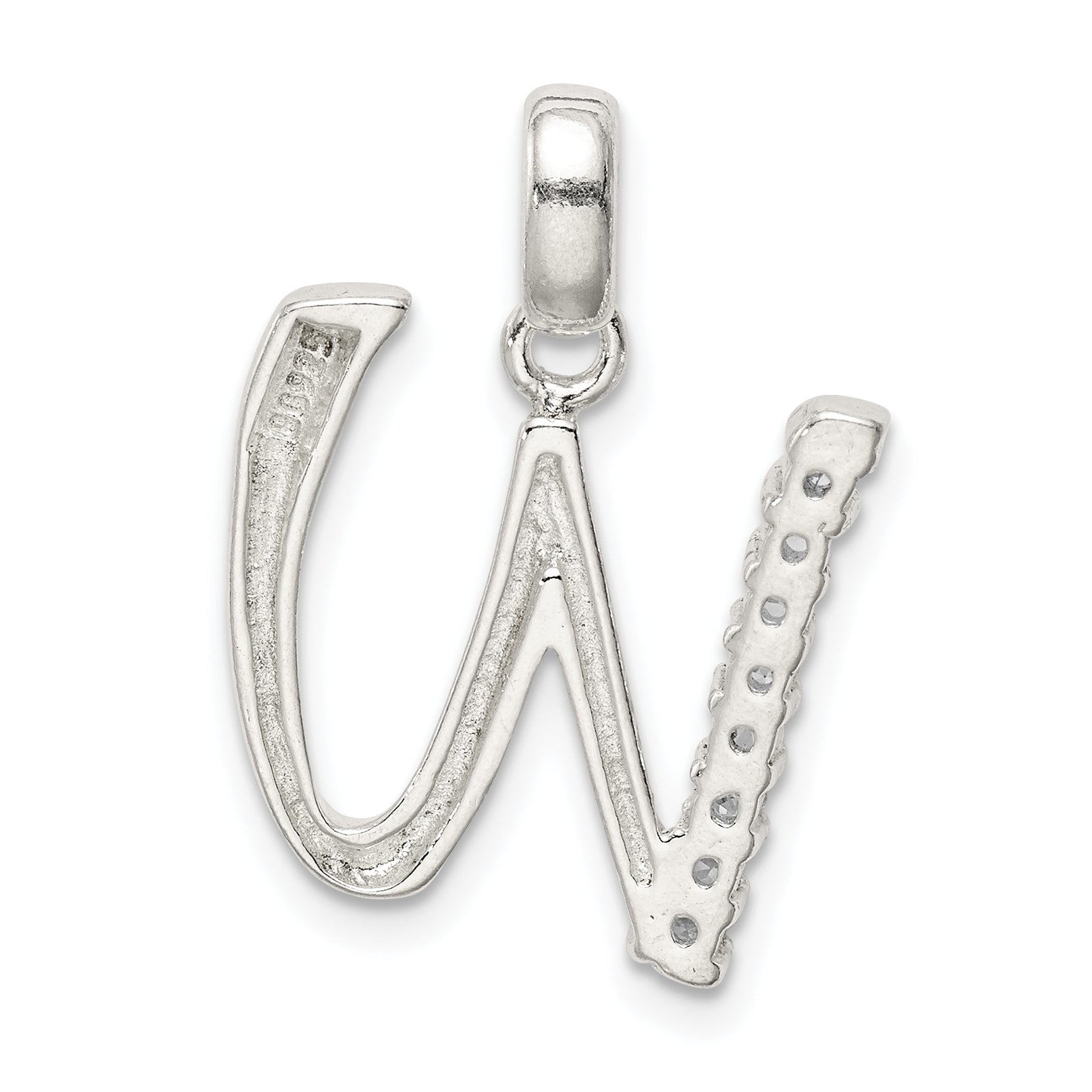 Sophia Jewelers Sterling Silver CZ Initial W Pendant with Clear Sparkle
