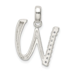 Sterling Silver CZ Letter W Initial Pendant
