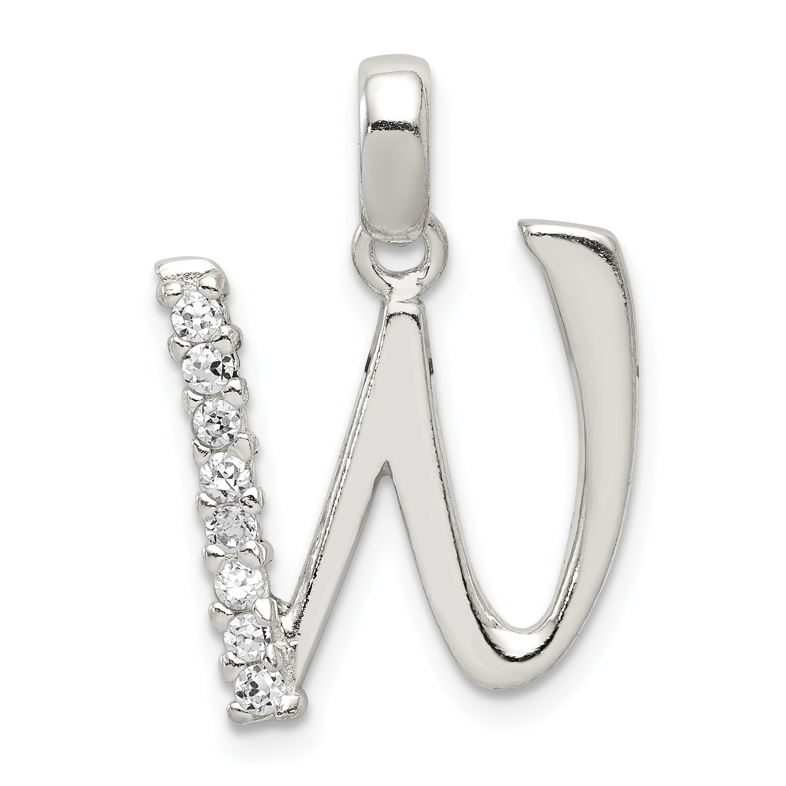 Sterling Silver CZ Letter W Initial Pendant Main image