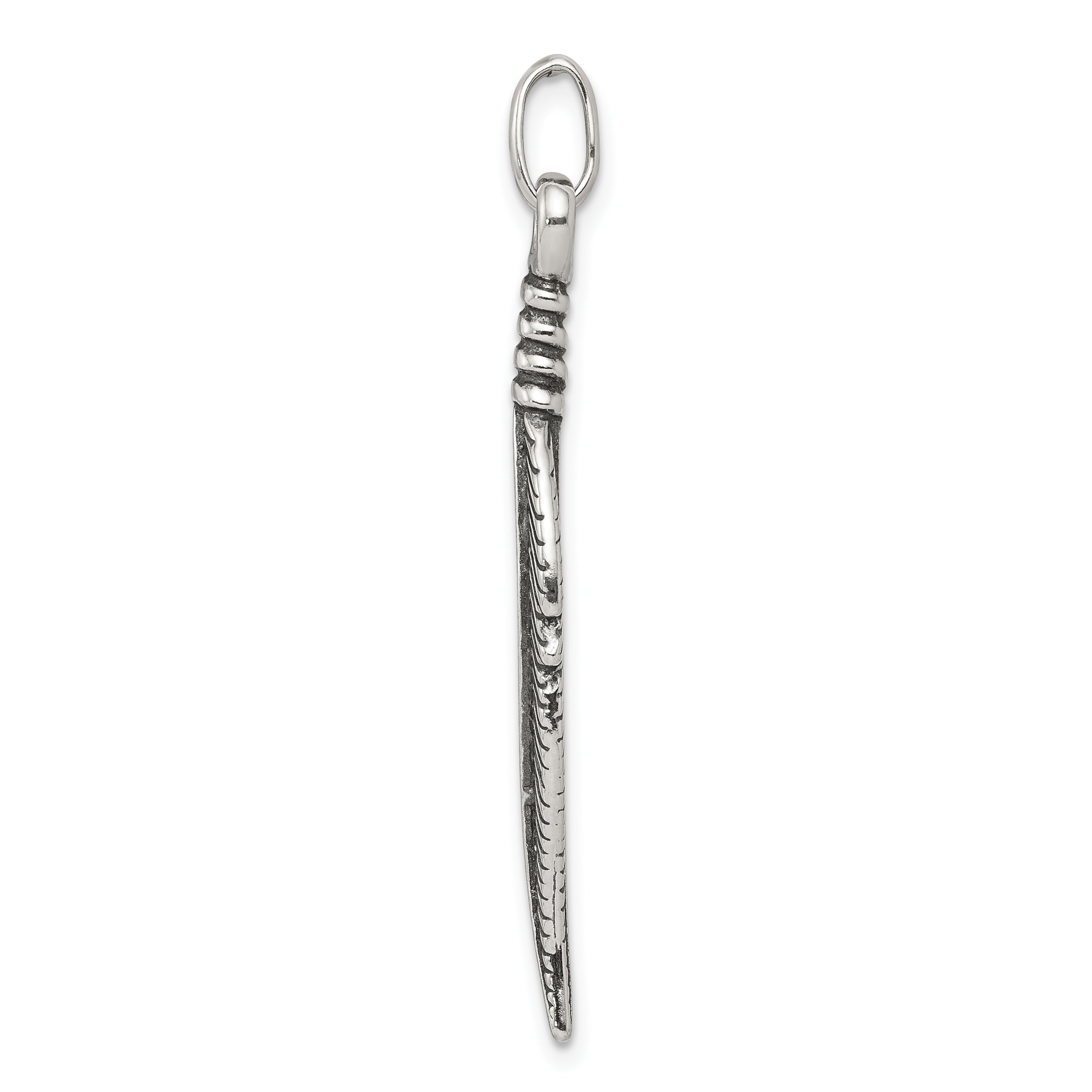 Sophia Jewelers 925 Sterling Silver Antiqued Feather Pendant for Men Secondary image