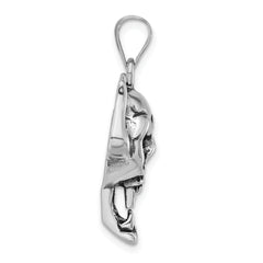 Sterling Silver 925 Polished Antiqued Skull Pendant Unisex