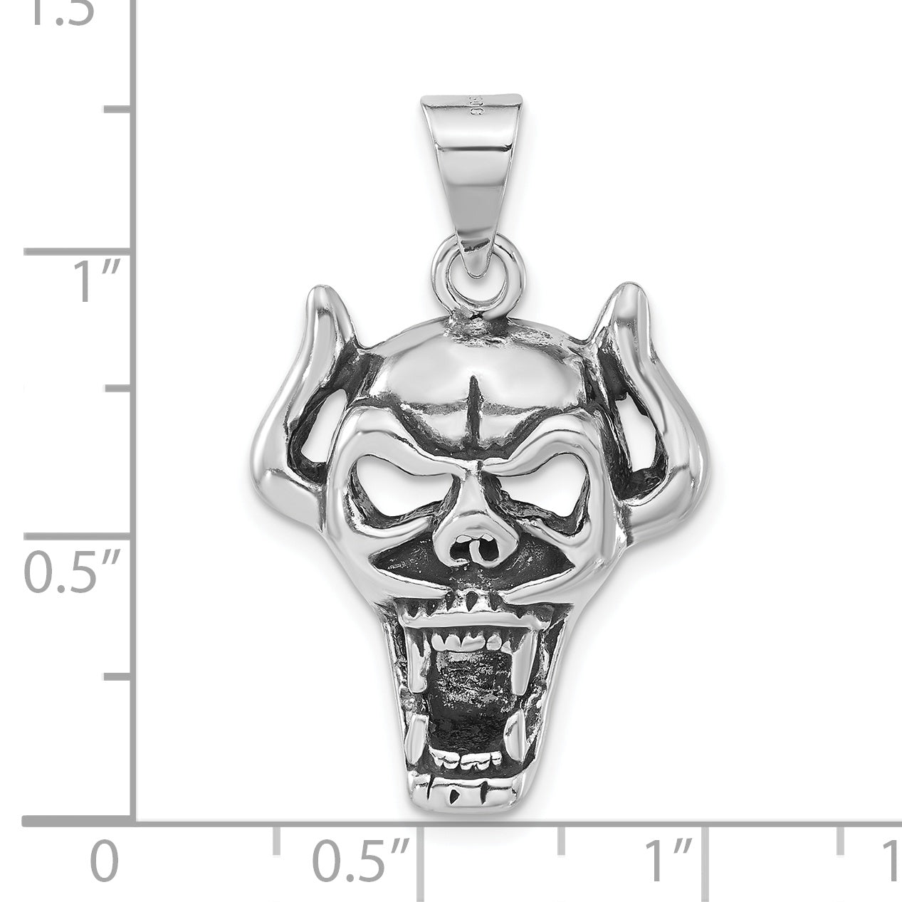 Sterling Silver 925 Polished Antiqued Skull Pendant Unisex