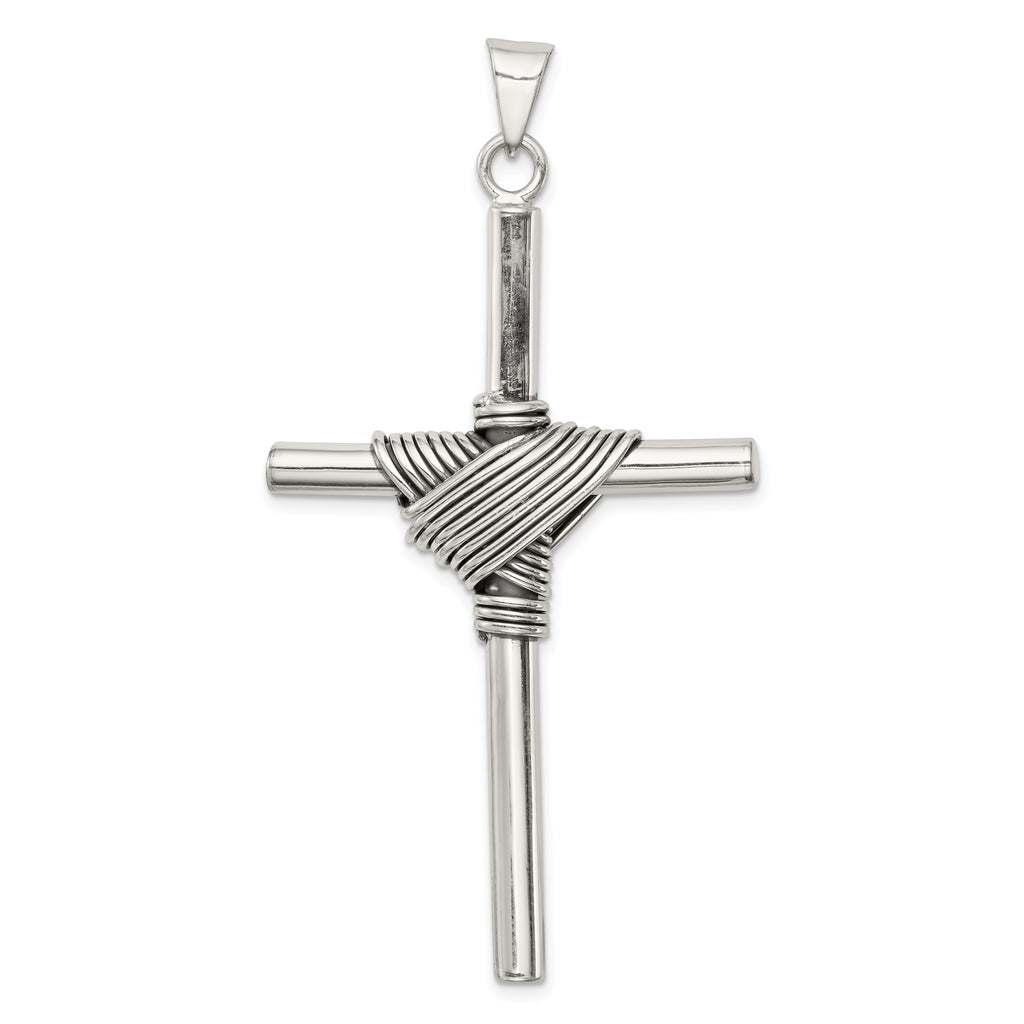 Sterling Silver 925 Antiqued Cross Pendant with 3D Design