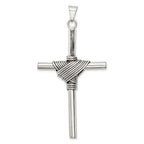 Sterling Silver 925 Antiqued Cross Pendant with 3D Design