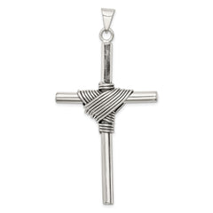 Sterling Silver 925 Antiqued Cross Pendant with 3D Design