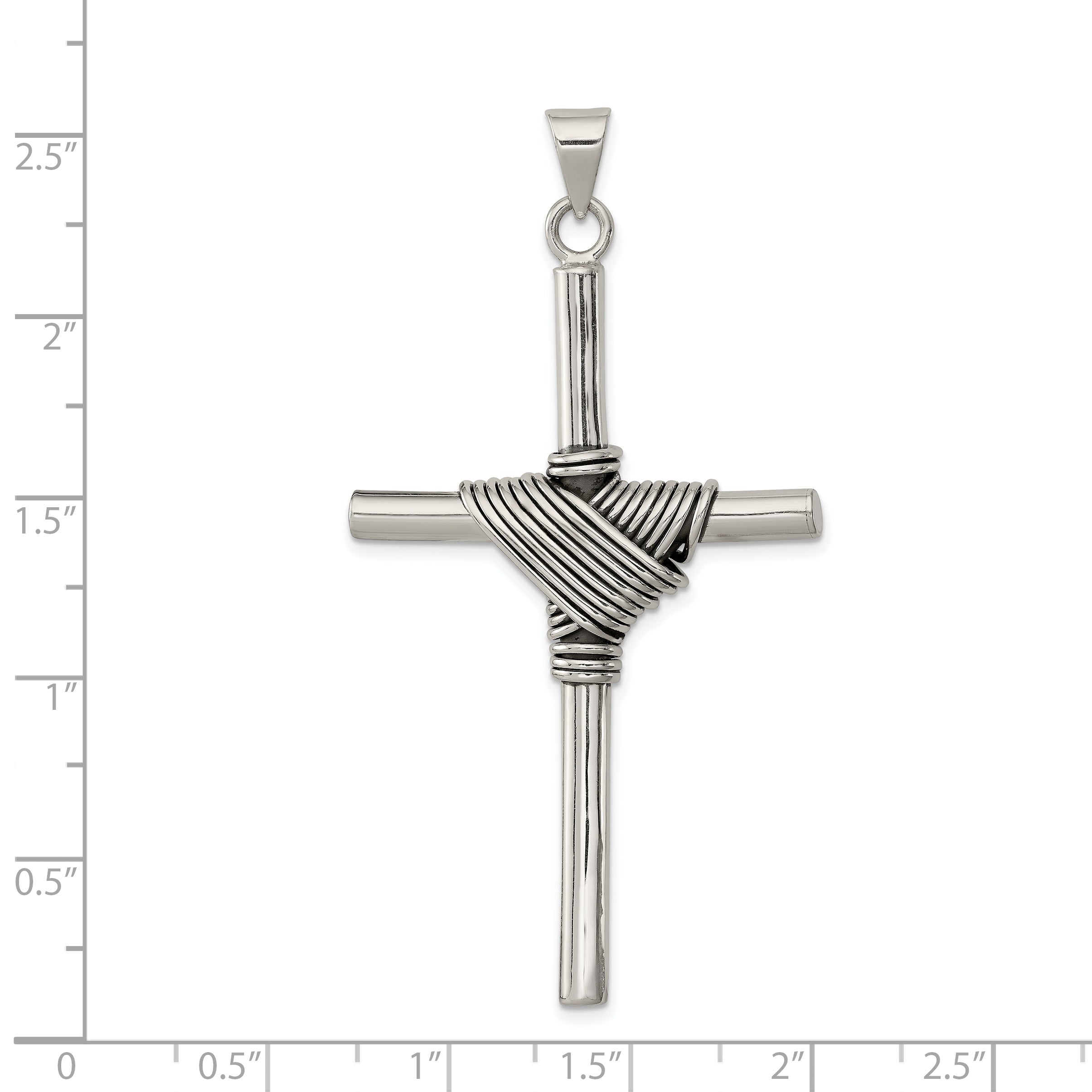 Sterling Silver 925 Antiqued Cross Pendant with 3D Design