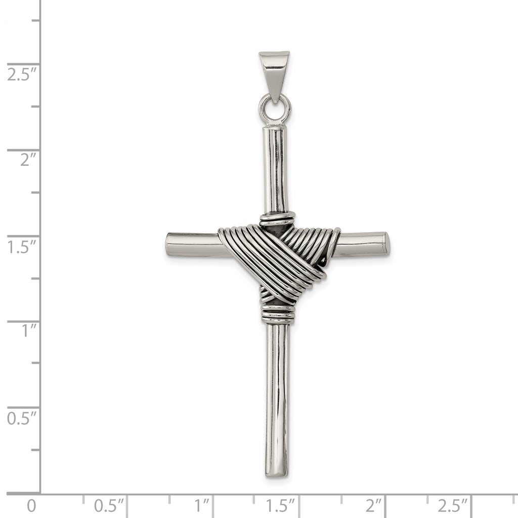 Sterling Silver 925 Antiqued Cross Pendant with 3D Design