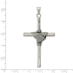 Sterling Silver 925 Antiqued Cross Pendant with 3D Design