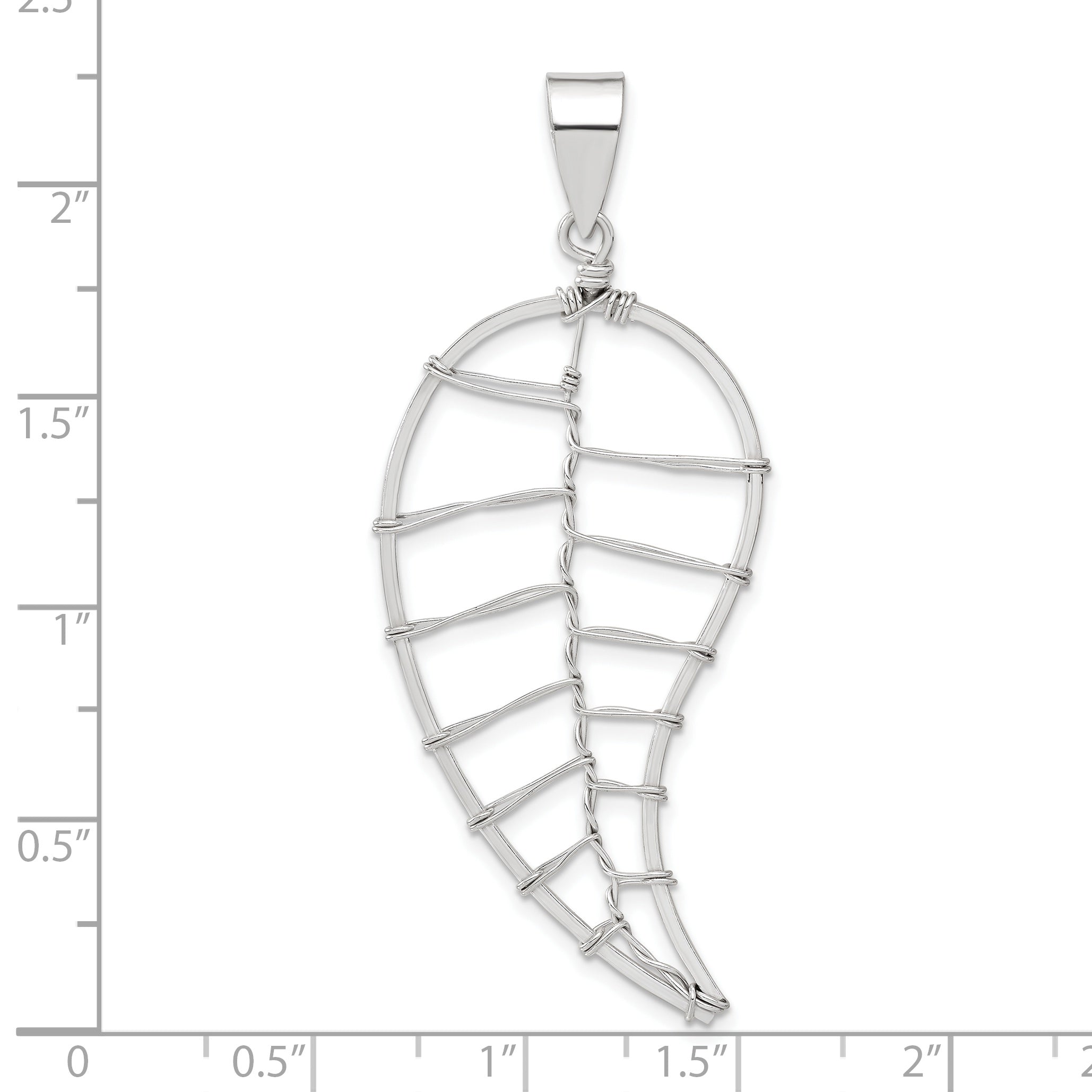 Sterling Silver 925 Polished Leaf Pendant Elegant Women's Jewelry