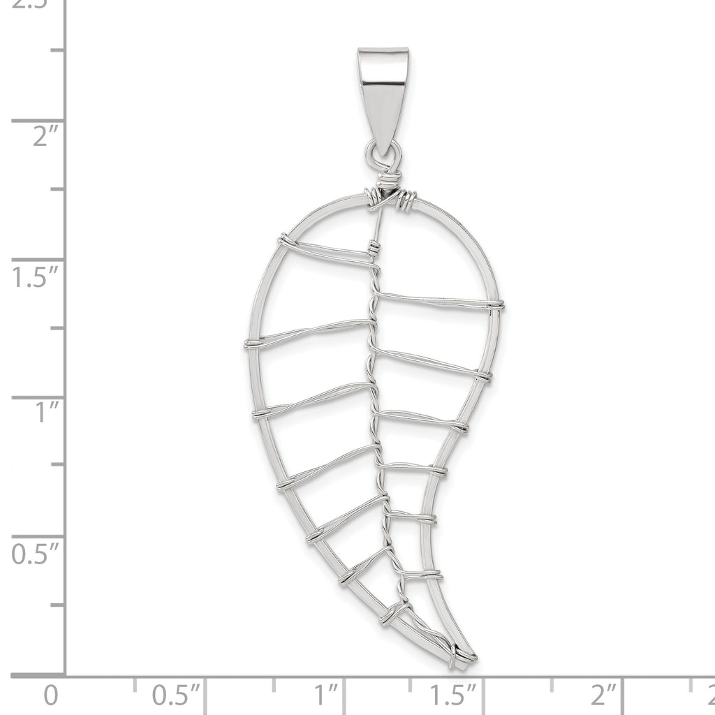 Sterling Silver 925 Polished Leaf Pendant Elegant Women's Jewelry