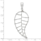 Sterling Silver 925 Polished Leaf Pendant Elegant Women's Jewelry