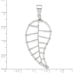 Sterling Silver 925 Polished Leaf Pendant Elegant Women's Jewelry